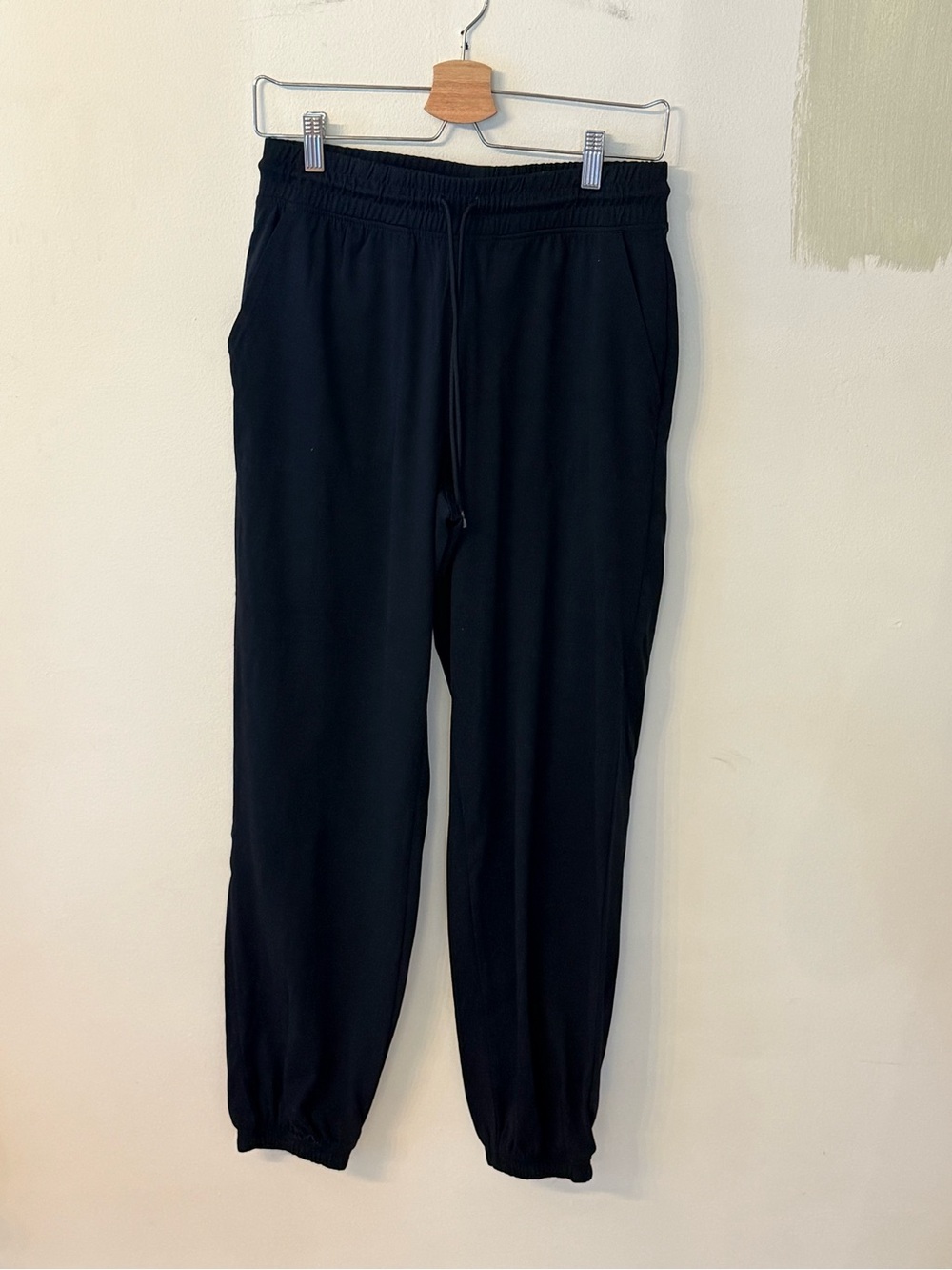 Women's Black Joggers with Elastic Waist and Cuffed Ankles
